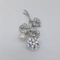 Freshwater Pearl Inlay Cubic Zirconia Brooch